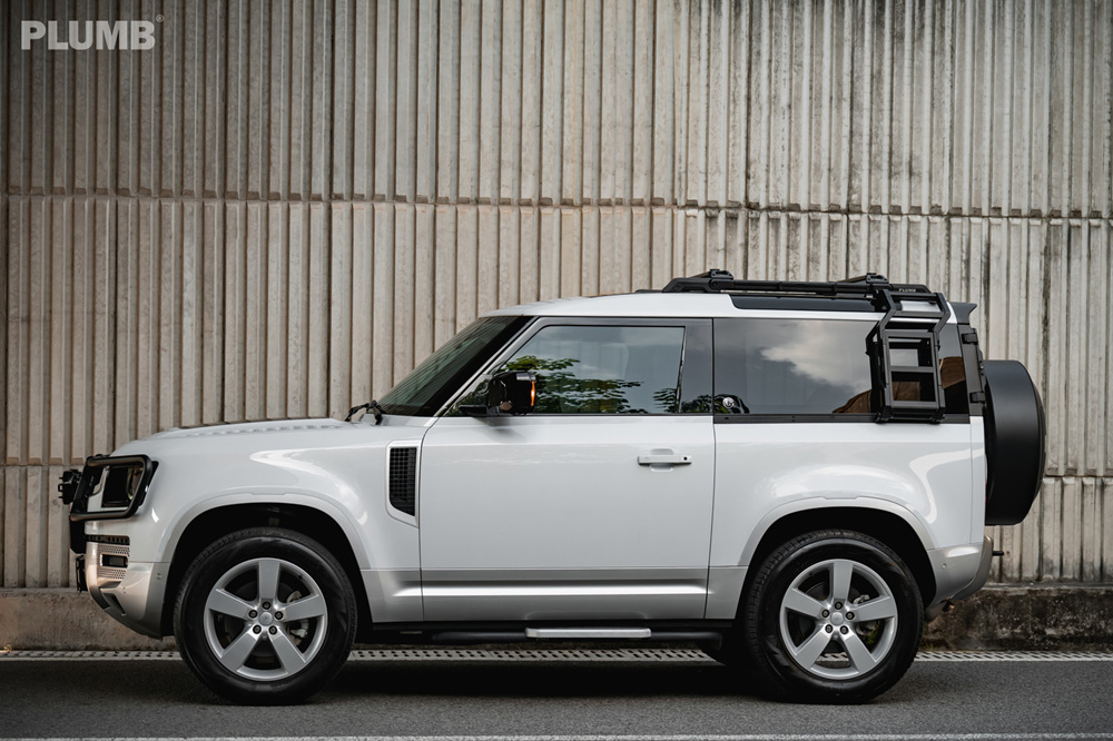 PLUMB Roof Rack Ladder Land Rover Defender 90 Side View