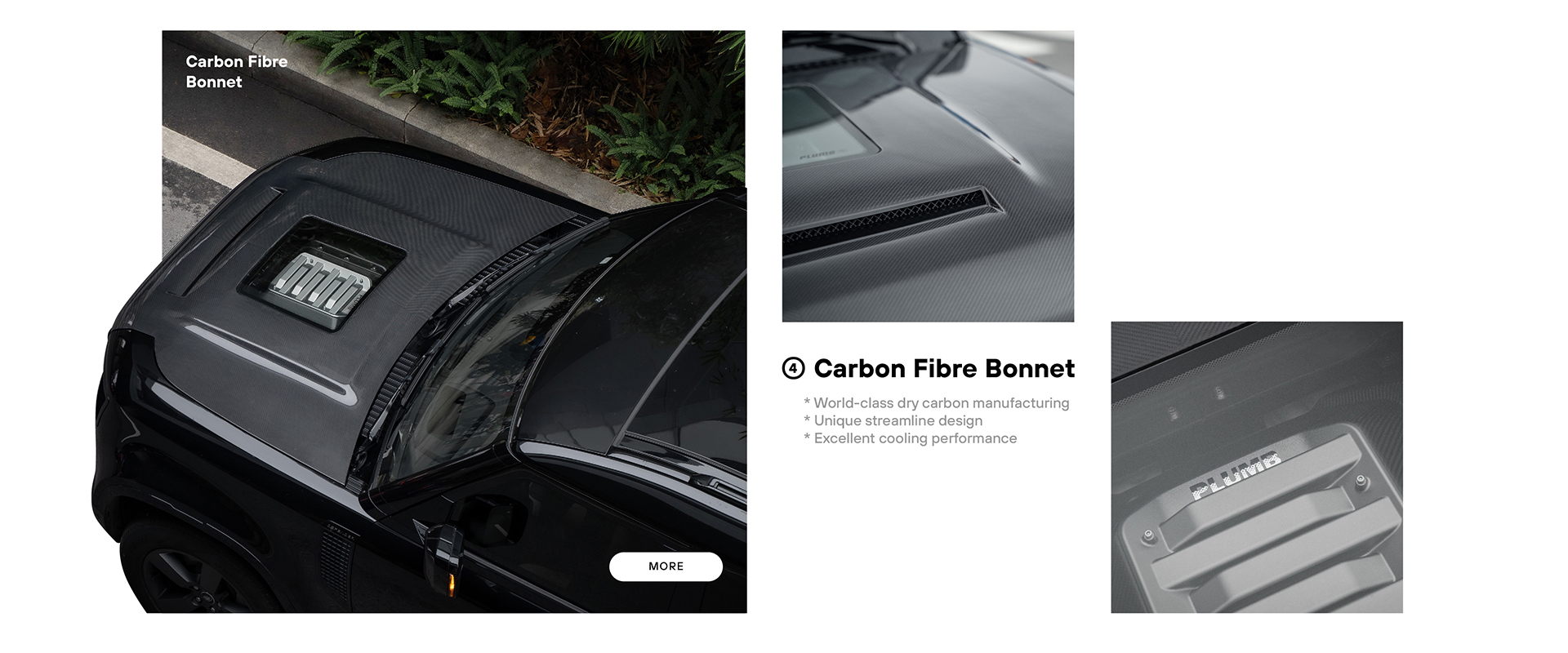 PLUMB Carbon Fiber Bonnet Land Rover Defender