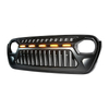 Mesh Grille Front Grill Cover Matte Black with Amber LED Running Lights for 2018 and Up Jeep Wrangler JL JLU JT