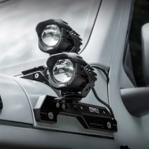 OMU A pillar bracket with yellow spotlight white spotlight Jeep Wrangler JL Gladiator JT