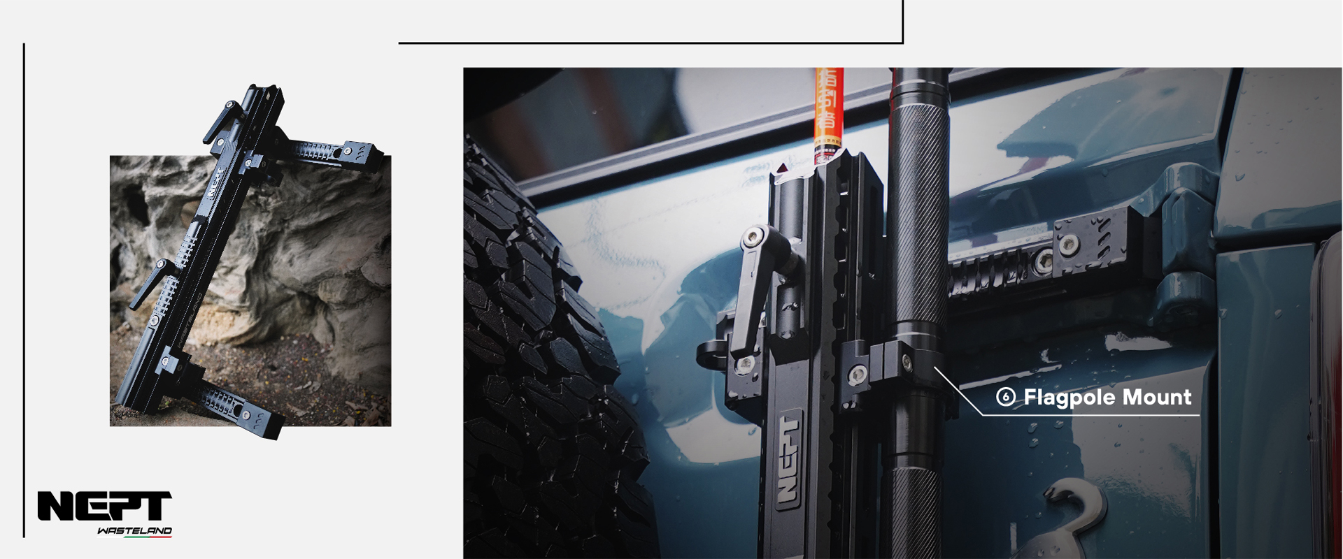 Wasteland Series Flagpole Mounts Bracket for Ford Bronco