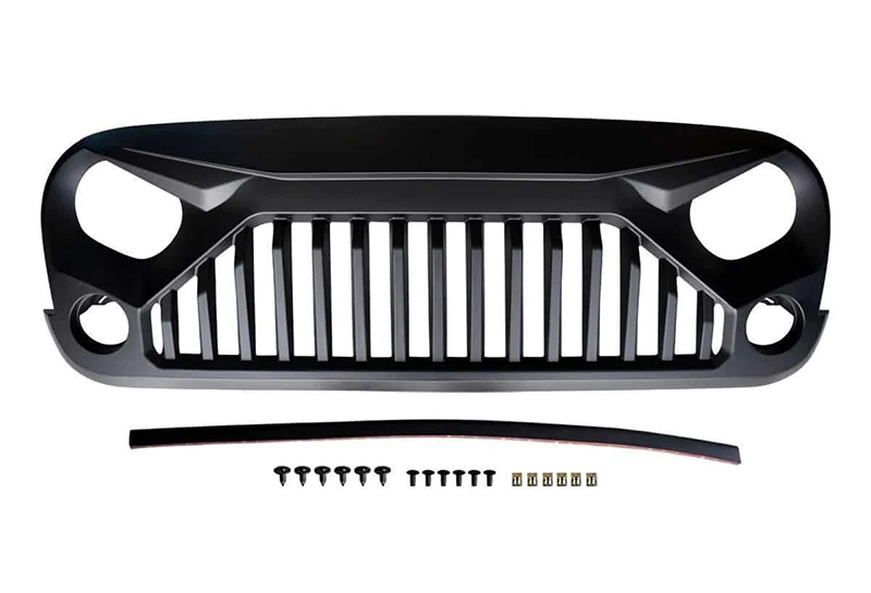 9-Angry Bird Grill Matte Black Mesh ABS for 2007-2018 Jeep Wrangler JK