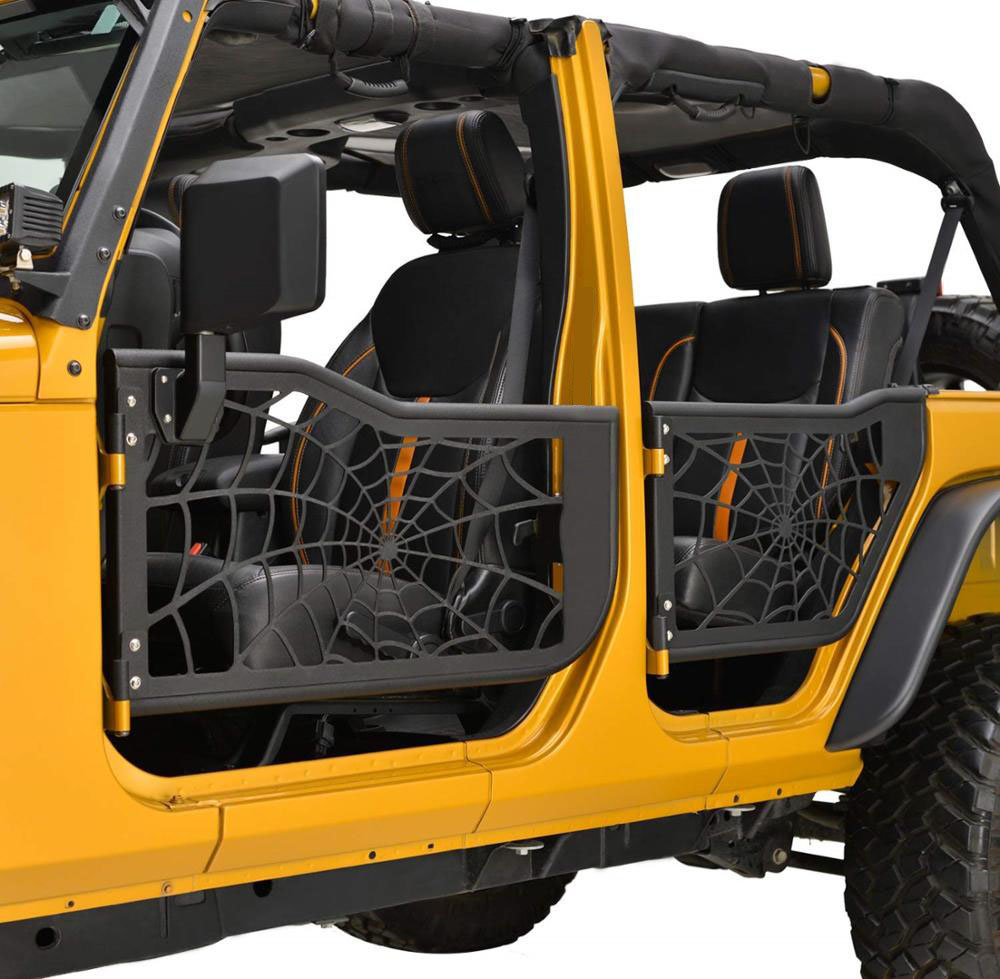 23-Tubular Poison Spyder Web Half Door with Side Mirror for Jeep Wrangler JK
