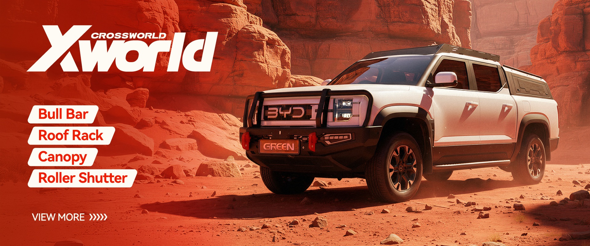 BYD Shark 6 Bull Bar Roof Rack Canopy Roller Shutter