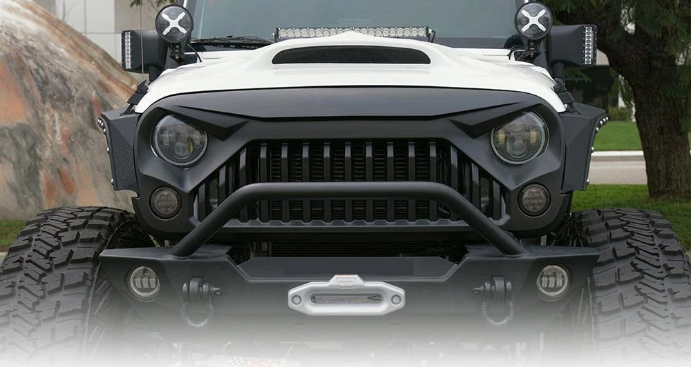8-Angry Bird Grill Matte Black Mesh ABS for 2007-2018 Jeep Wrangler JK