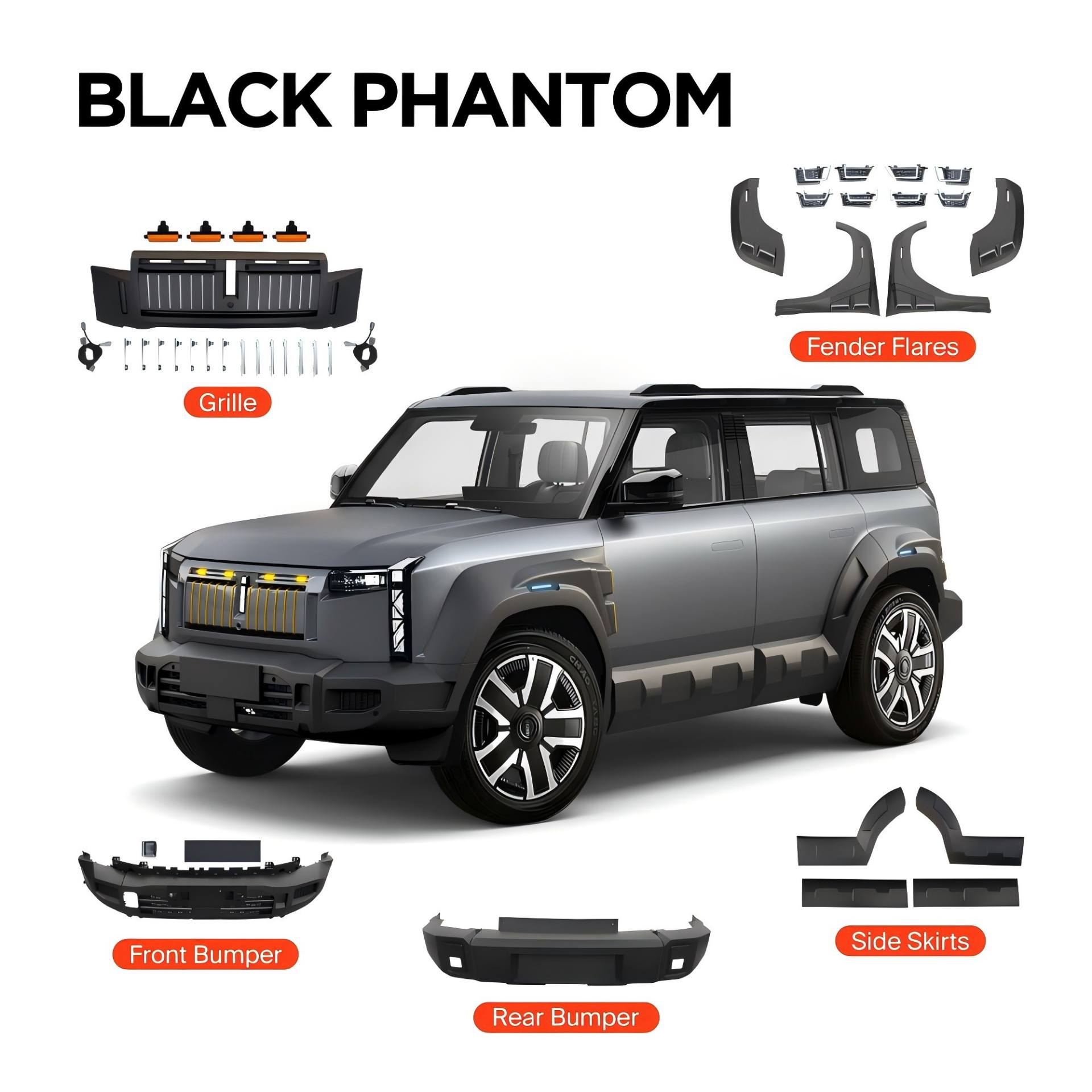 Black Phantom Body Kit for Jaecoo J6 iCAR 03 iCAUR 03