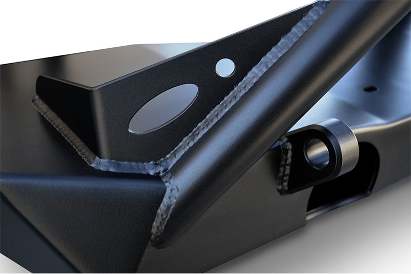 Poison Spyder Brawler Lite Style Front Bumper With Bar & D-Ring Tabs for Wrangler JK with corner detail