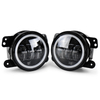 4" Inch LED Fog Lights Lamp with White Halo Ring DRL for 2007-2017 Jeep Wrangler JK