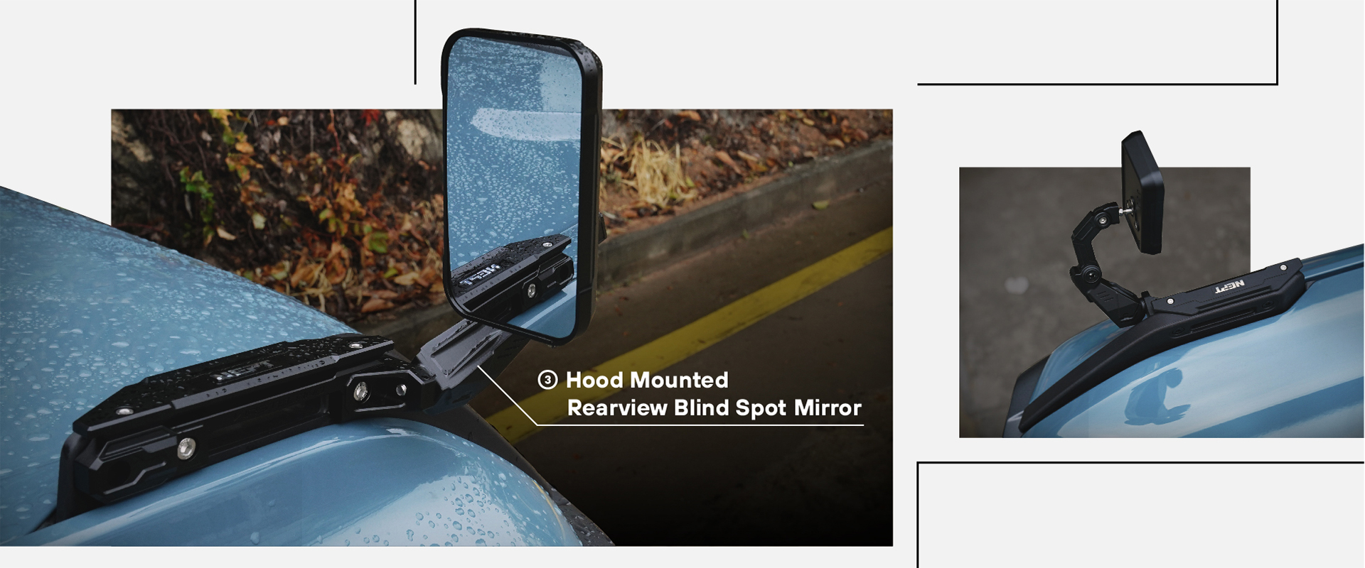 Wasteland Series Hood Mounted Rear View Blind Spot Mirror for Ford Bronco