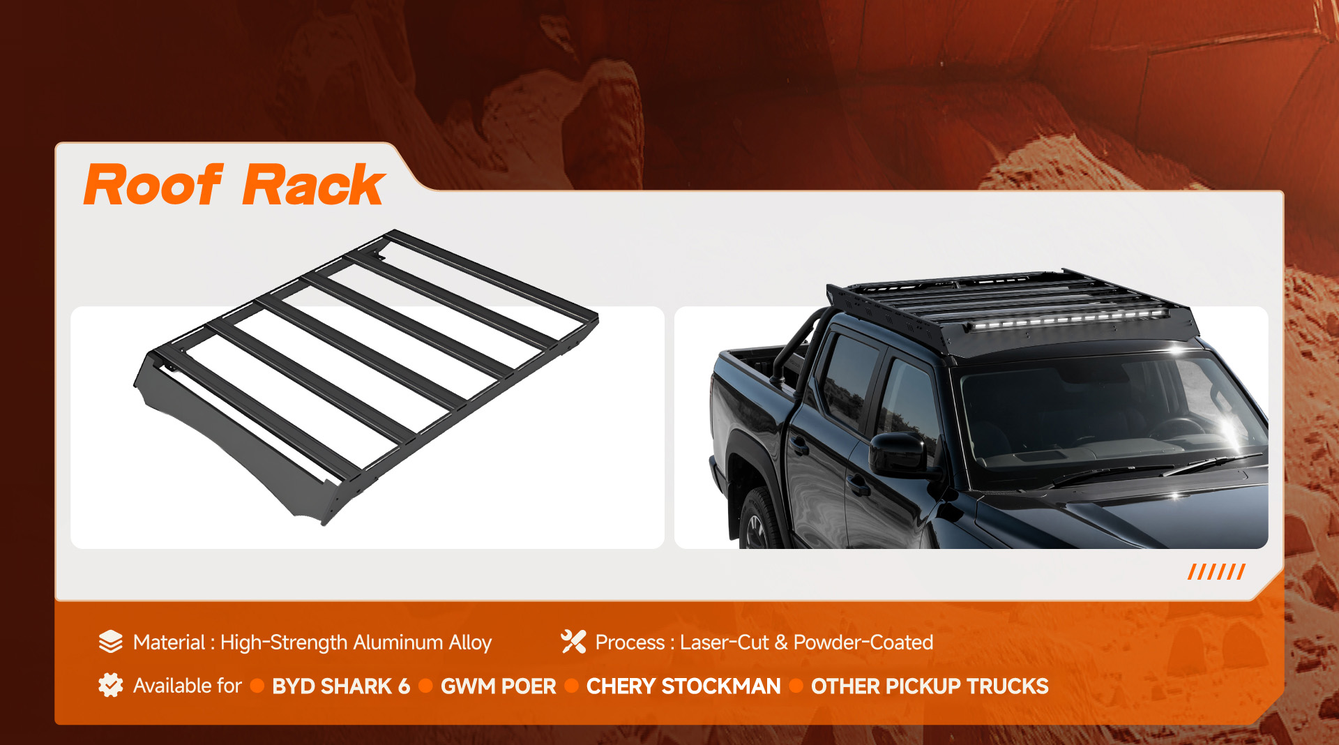 Roof Rack for BYD Shark 6, GWM Poer, Chery Stockman
